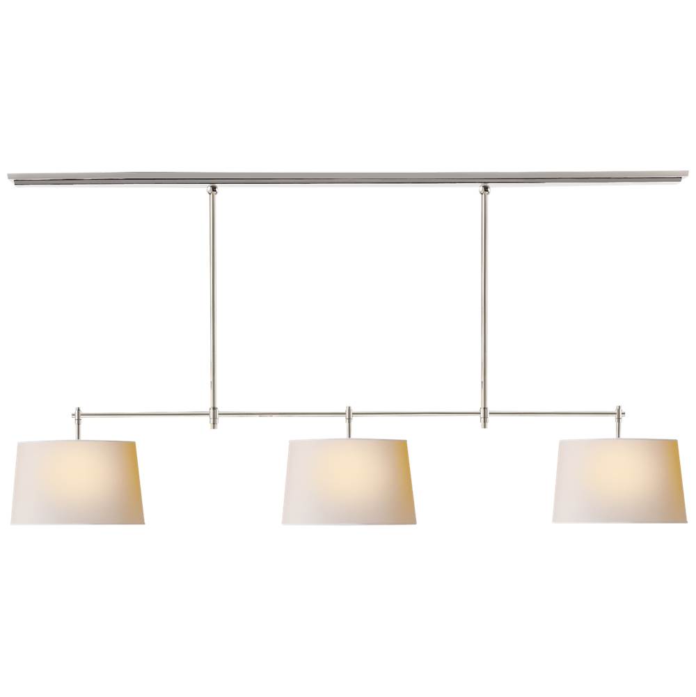 Visual Comfort Signature Collection Bryant Large Billiard in Polished Nickel with Natural Paper Shades