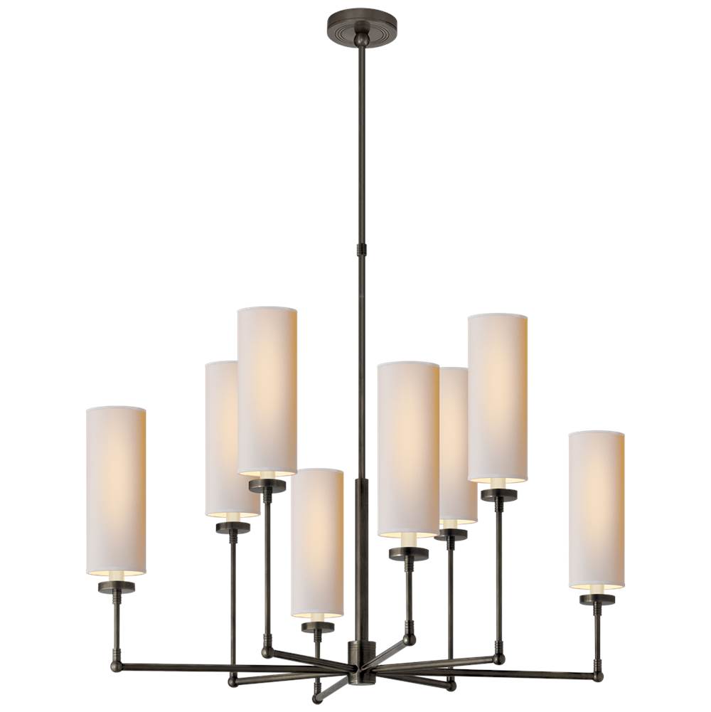 Visual Comfort Signature Collection Ziyi Large Chandelier in Bronze with Natural Paper Shades