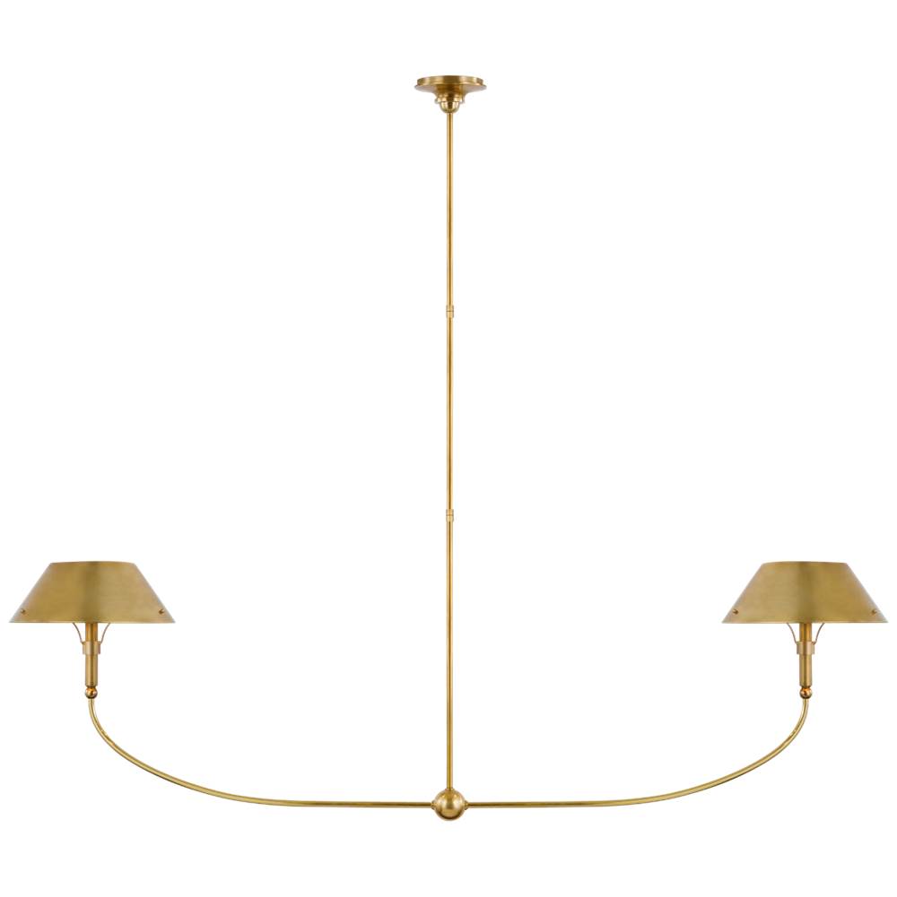 Visual Comfort Signature Collection Turlington XL Linear Chandelier in Hand-Rubbed Antique Brass with Hand-Rubbed Antique Brass Shade