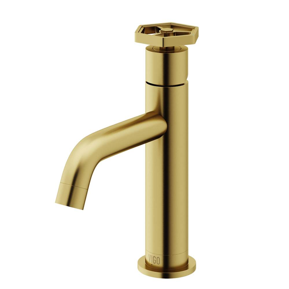 Vigo Ruxton Single Handle Single-Hole Bathroom Faucet in Matte Brushed Gold