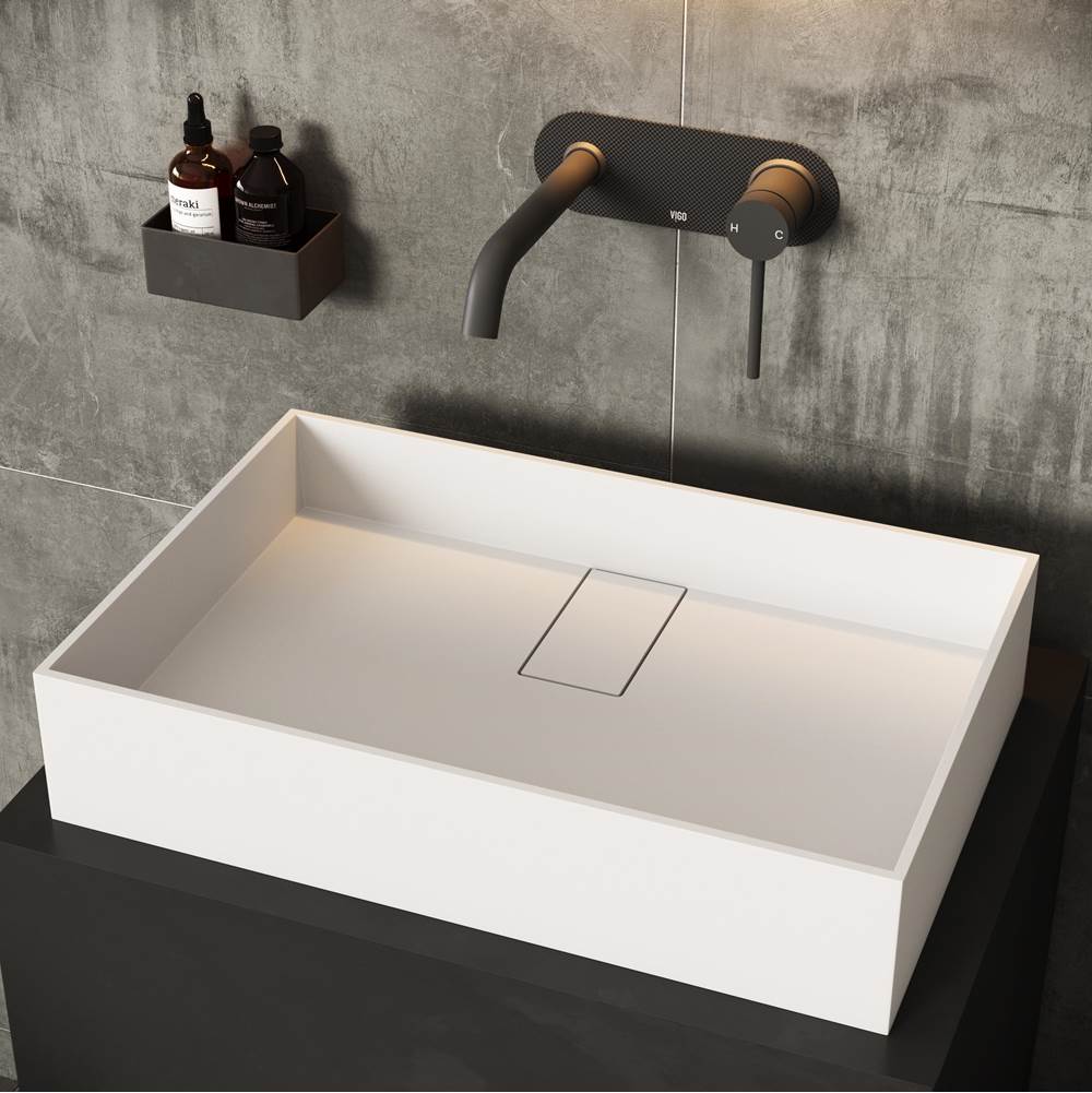 Vigo Bryant Grand Rectangular Matte Stone Vessel Bathroom Sink