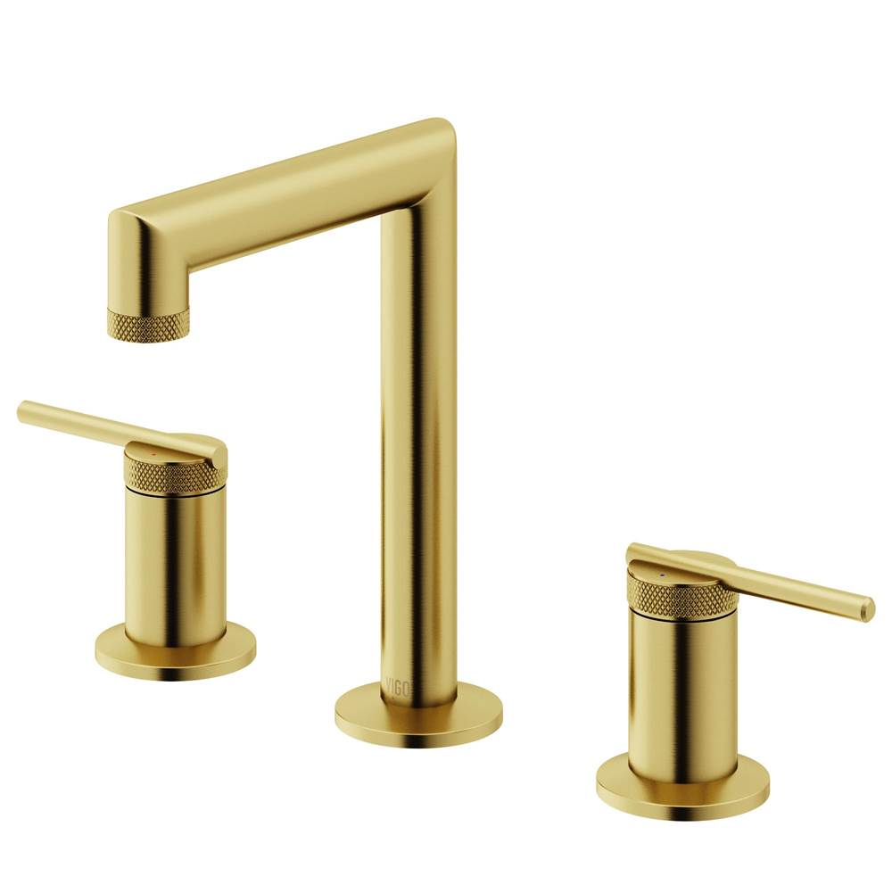 Vigo Sterling Two Handle Three-Hole Widespread Bathroom Faucet in Matte Brushed Gold