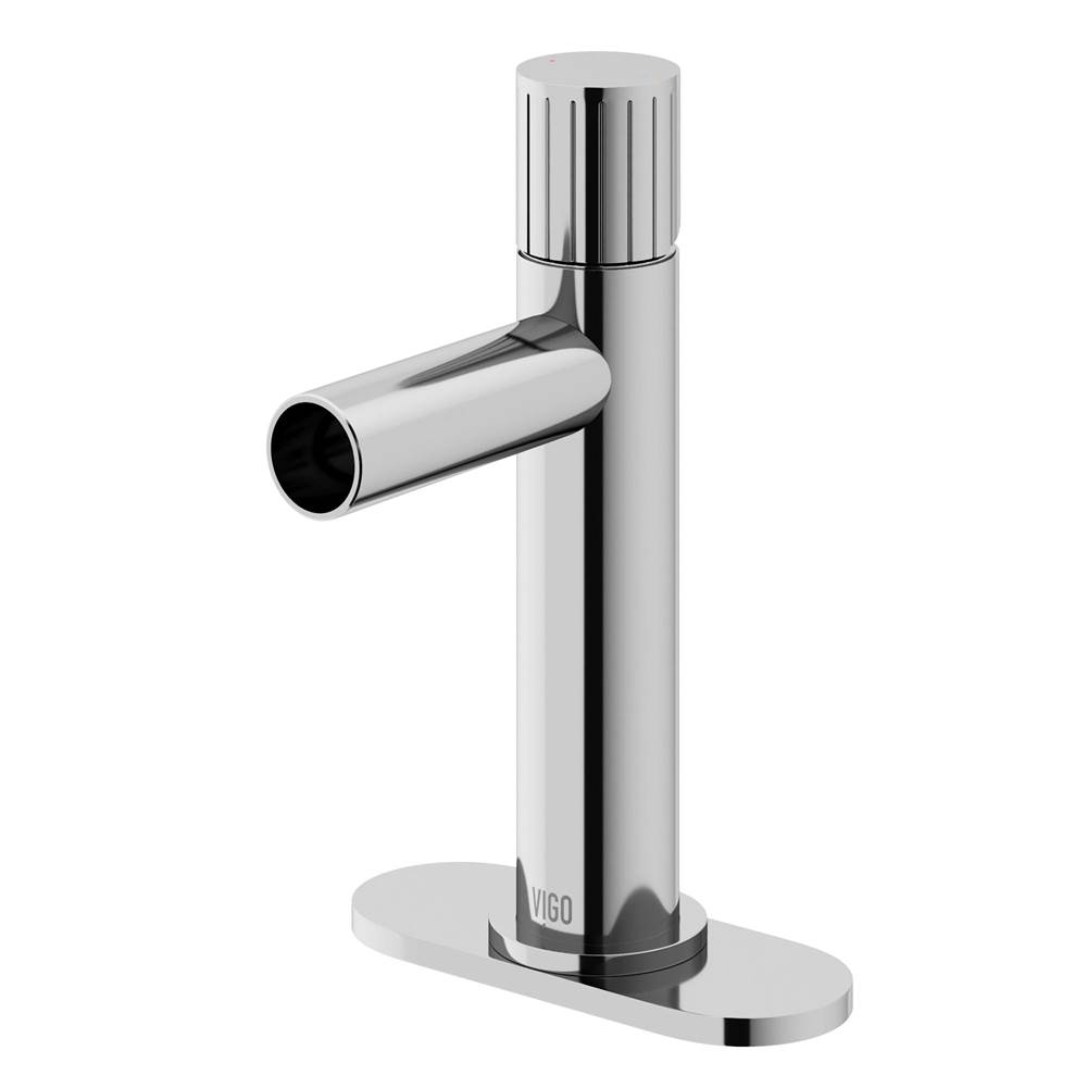 Vigo Ashford Single Handle Single-Hole Bathroom Faucet Set with Deck Plate in Chrome