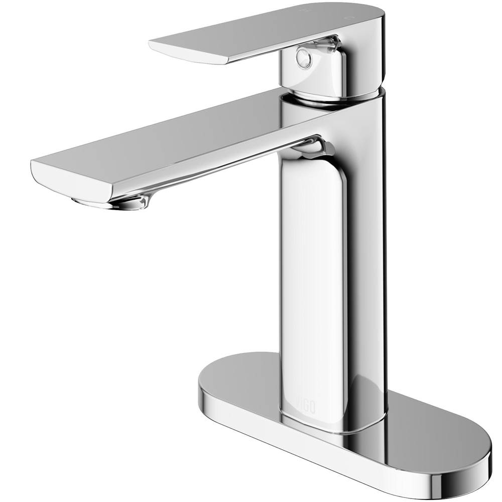 Vigo Davidson Single Hole Bathroom Faucet With Deck Plate In Chrome