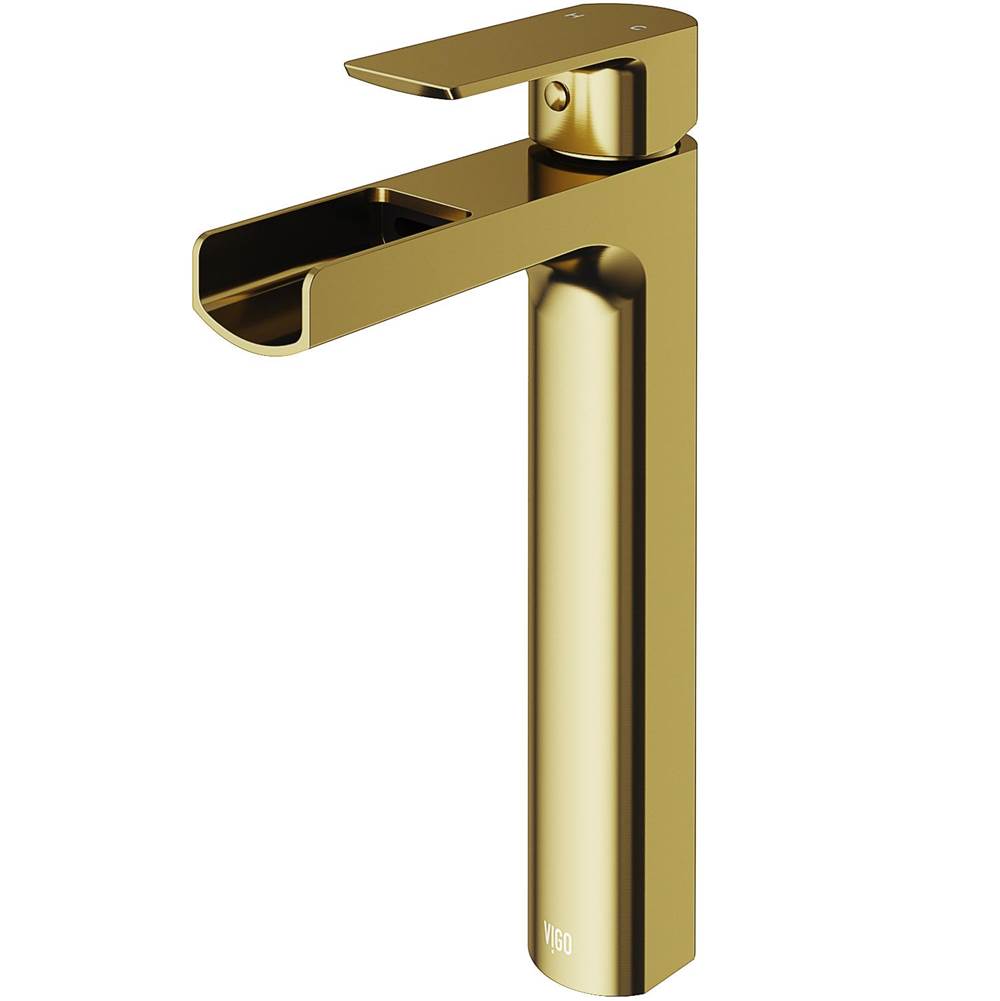 Vigo Amada Vessel Bathroom Faucet In Matte Brushed Gold