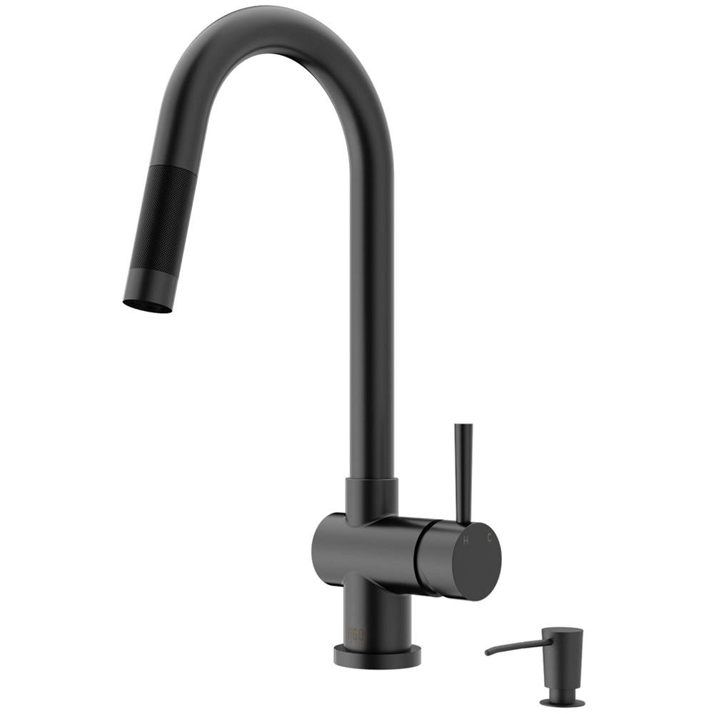 Vigo Gramercy Pull-Down Kitchen Faucet With Soap Dispenser In Matte Black