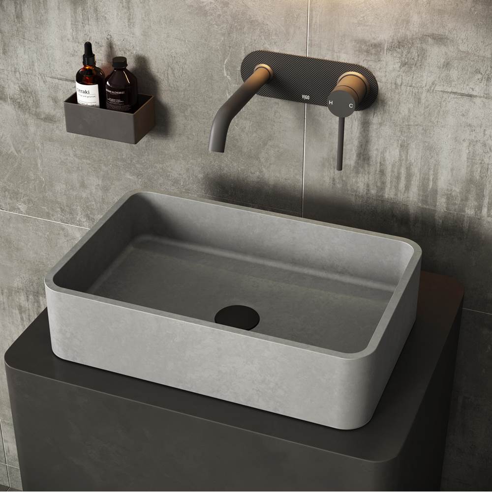 Vigo Concreto Stone 19 in. Rectangular Bathroom Vessel Sink