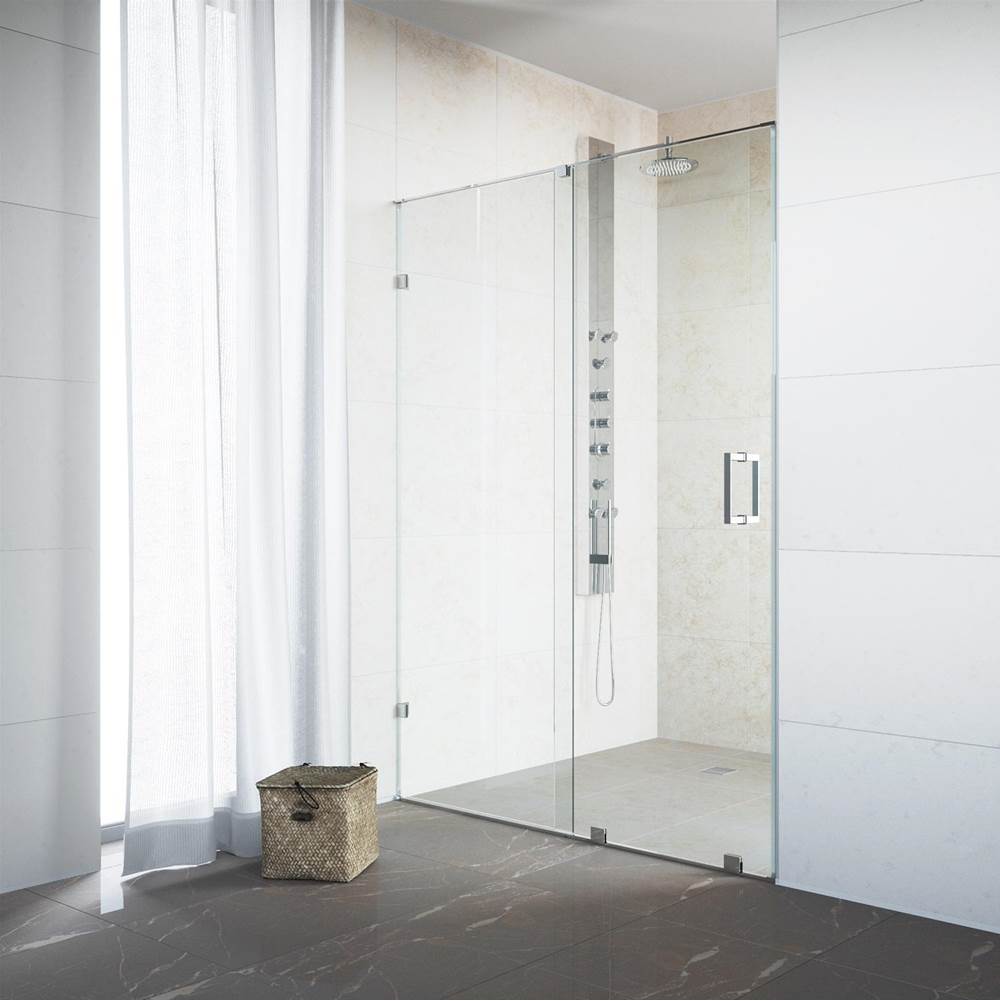 Vigo Ryland 62 To 64 In. X 72.75 In. Frameless Sliding Shower Door In Chrome With Clear Glass And Handle