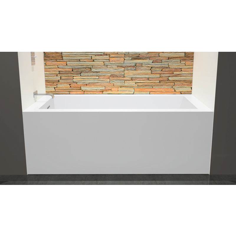 WETSTYLE Cube Bath 60 X 32 X 21 - 3 Walls - L Hand Drain - Built In Sb O/F & Drain - White True High Gloss