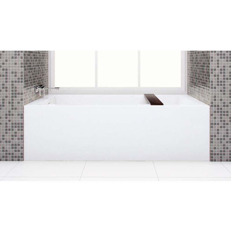 WETSTYLE Cube Bath 66 X 32 X 19.75 - 1 Wall - L Hand Drain - Built In Nt O/F & Pc Drain - Copper Con - White Matt