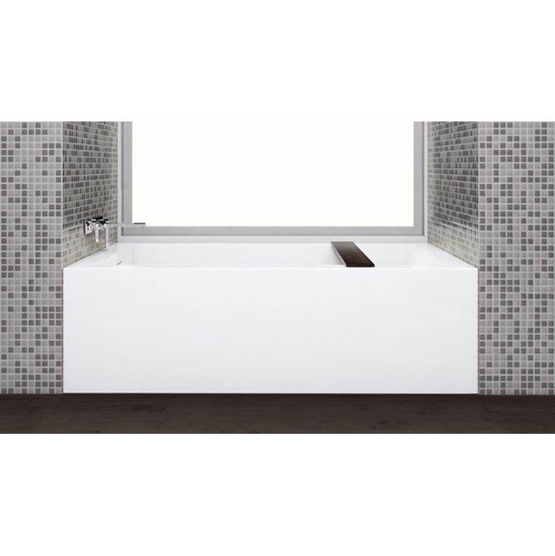 WETSTYLE Cube Bath 60 X 30 X 18 - 1 Wall - R Hand Drain - Built In Mb O/F & Drain - Copper Con - White True High Gloss