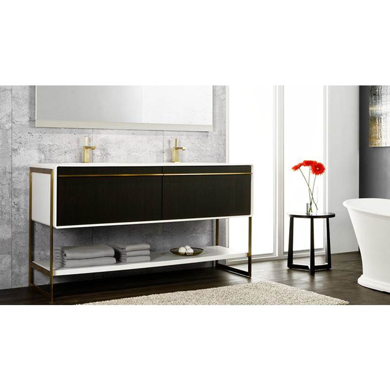 WETSTYLE Deco Vanity Floormount 60'' - Wll Config Black Matte Lacquer And Black Matte Lacquer - Satin Brass Metal