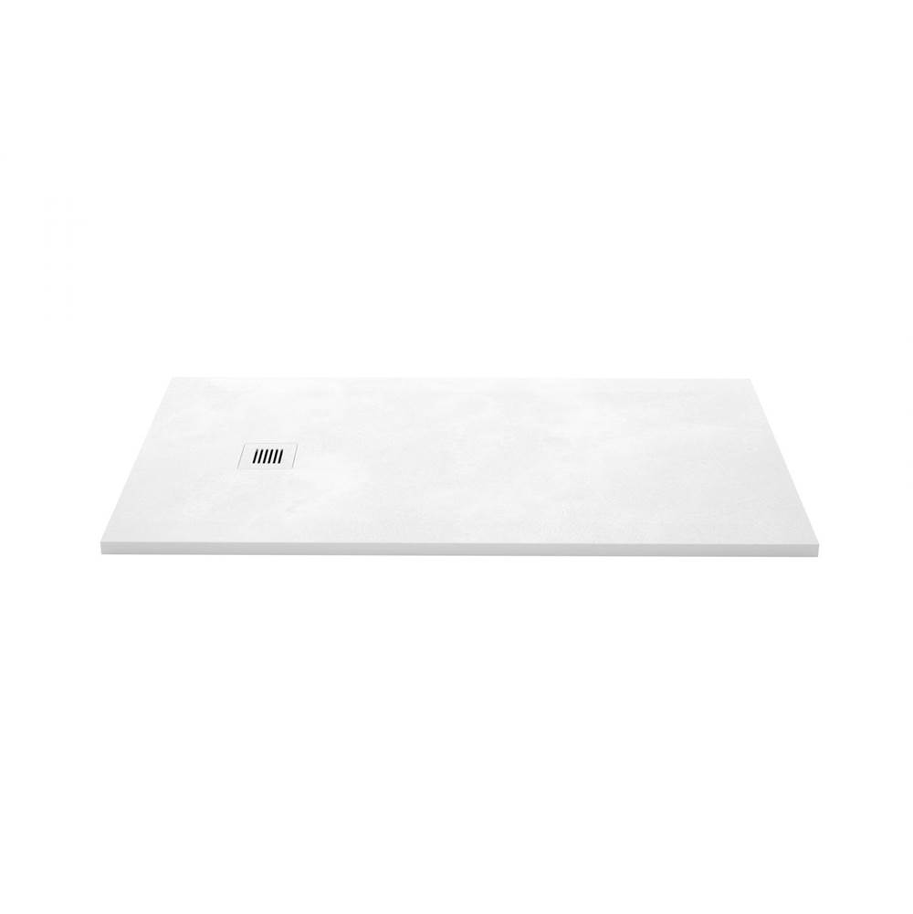 WETSTYLE Shower Base - Feel - 60 X 32 - End Drain - White Concrete - 2 Cuts
