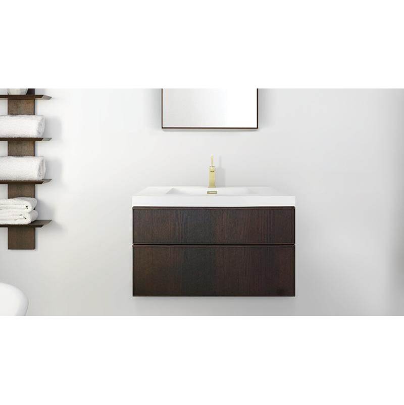 WETSTYLE Furniture Frame Linea Metro Serie - Vanity Wall-Mount 20 X 18 - 2 Drawers, Horse Shoe Drawers - Walnut Natural No Calico