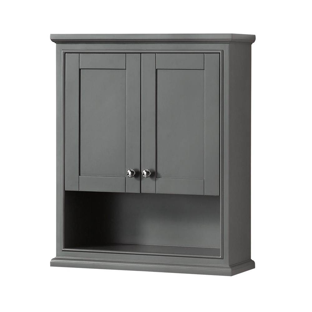 Wyndham Collection Deborah Bathroom Wall-Mounted Storage Cabinet in Dark Gray