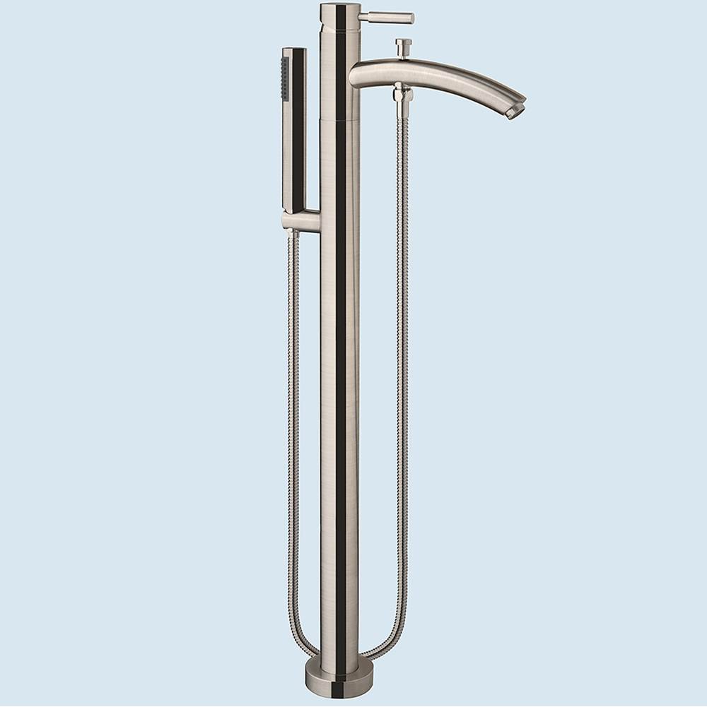 Wyndham Collection Taron Modern-Style Bathroom Tub Filler Faucet (Floor-mounted) in Brushed Nickel