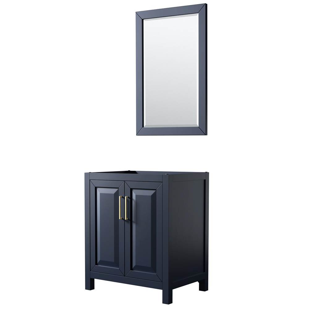 Wyndham Collection Daria 30 Inch Single Bathroom Vanity in Dark Blue, No Countertop, No Sink, 24 Inch Mirror
