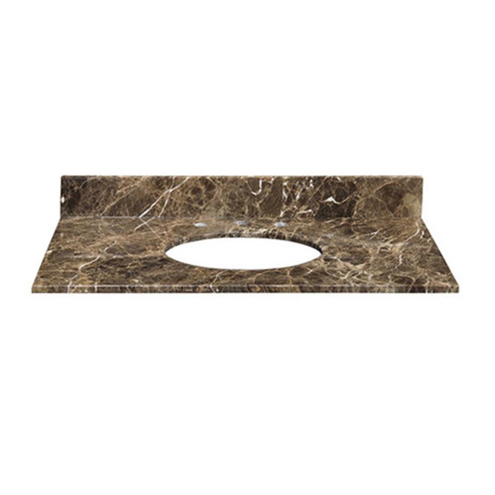 Ryvyr Stone Top - 31-inch for Oval Undermount Sink - Dark Emperador Marble