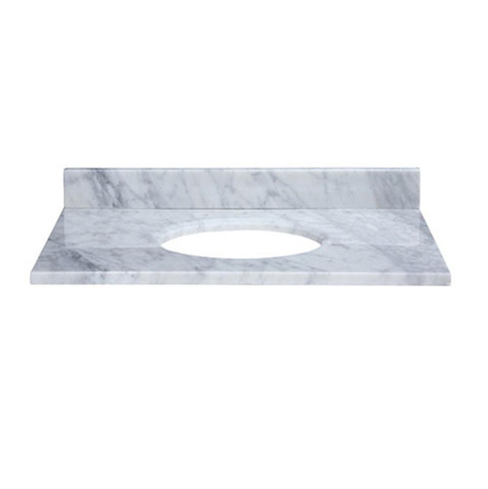 Ryvyr Stone Top - 37-inch for Oval Undermount Sink - White Carrara Marble
